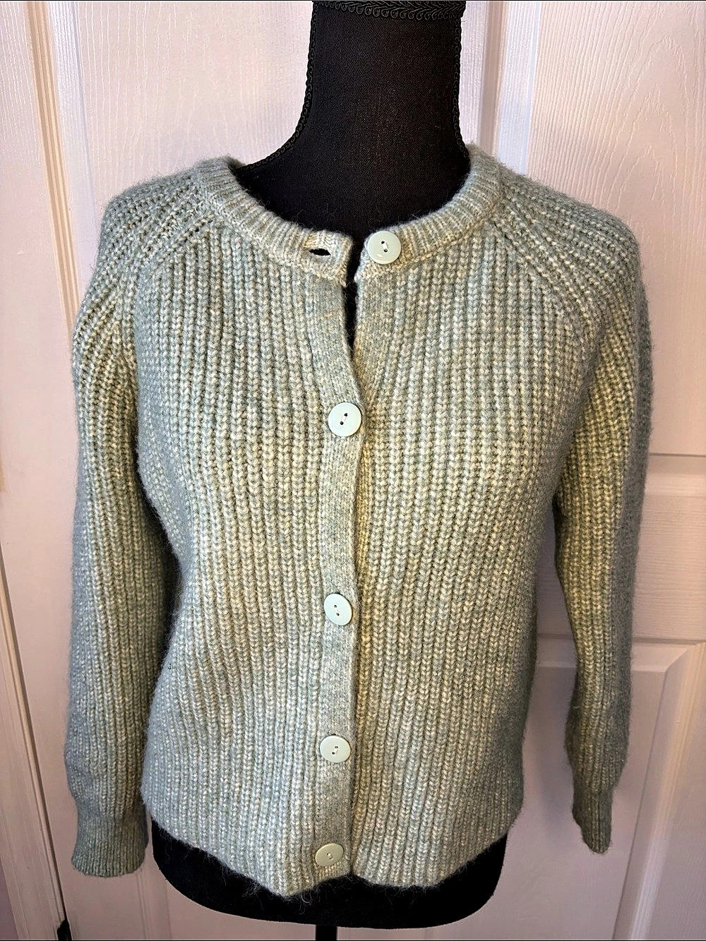 Hazel Moon Soft Large Knit Cardigan in Soft Green size Small.